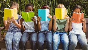 five children reading books